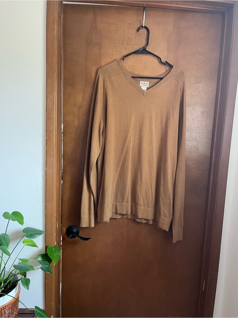 L.L. Bean Men's V-Neck Sweater in Camel